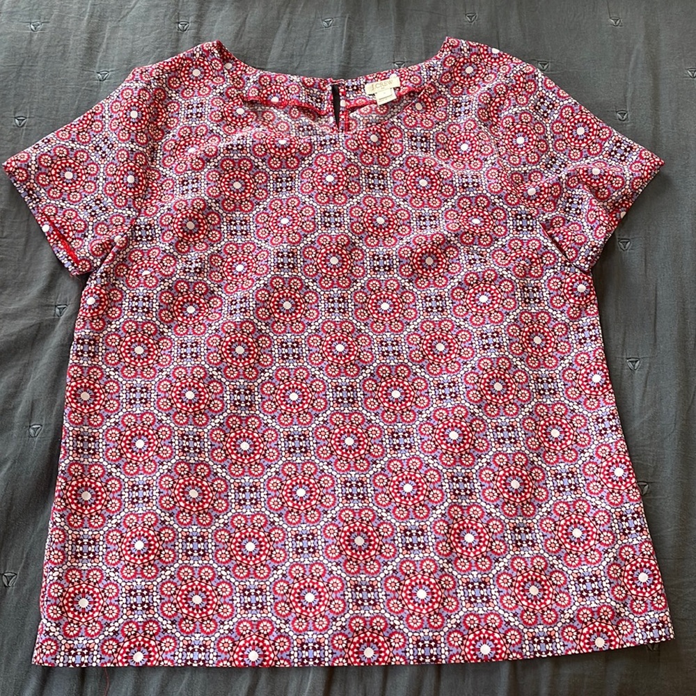 J Crew pink floral blouse